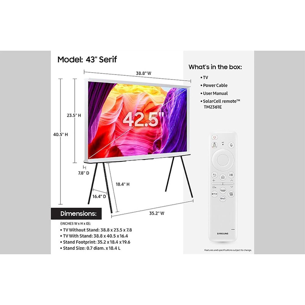 Samsung 43&quot; Class 4K The Serif QLED TV in Cloud White - Smart TV, , large