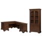 Riva Ridge Arlington 3-Piece L-Shaped Desk and Display Cabinet Set in Classic Brown, , large