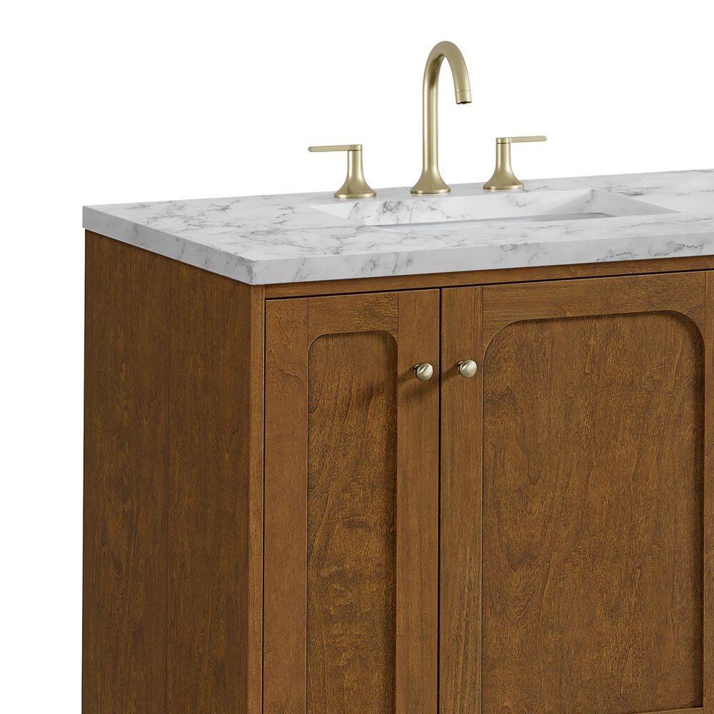 James Martin Laurent 72" Double Bathroom Vanity in Honey Oak with 3 cm Carrara Marble Top and Rectangular Sinks, , large