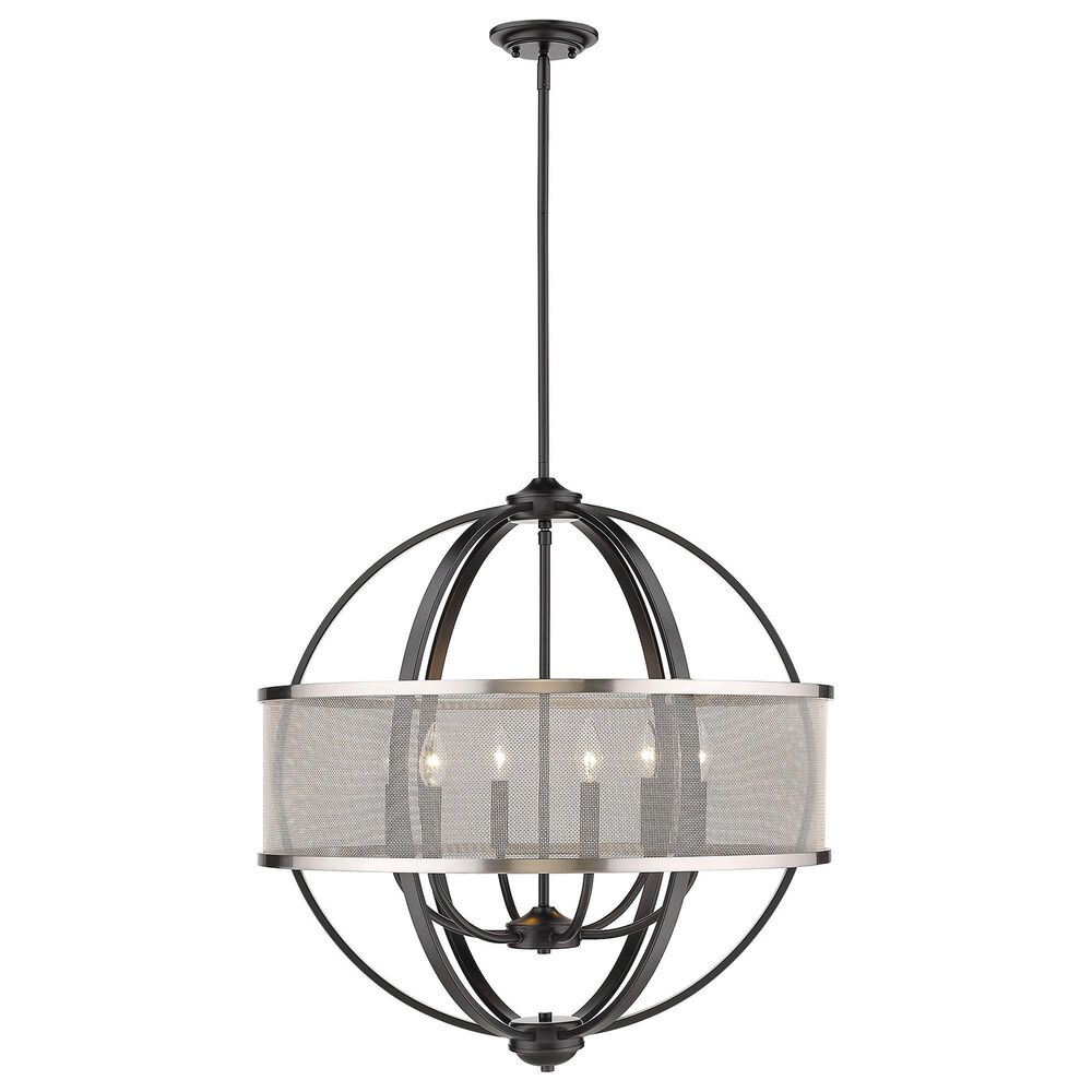 Golden Lighting Colson 6-Light Chandelier with Pewter Mesh Shade in Matte Black, , large