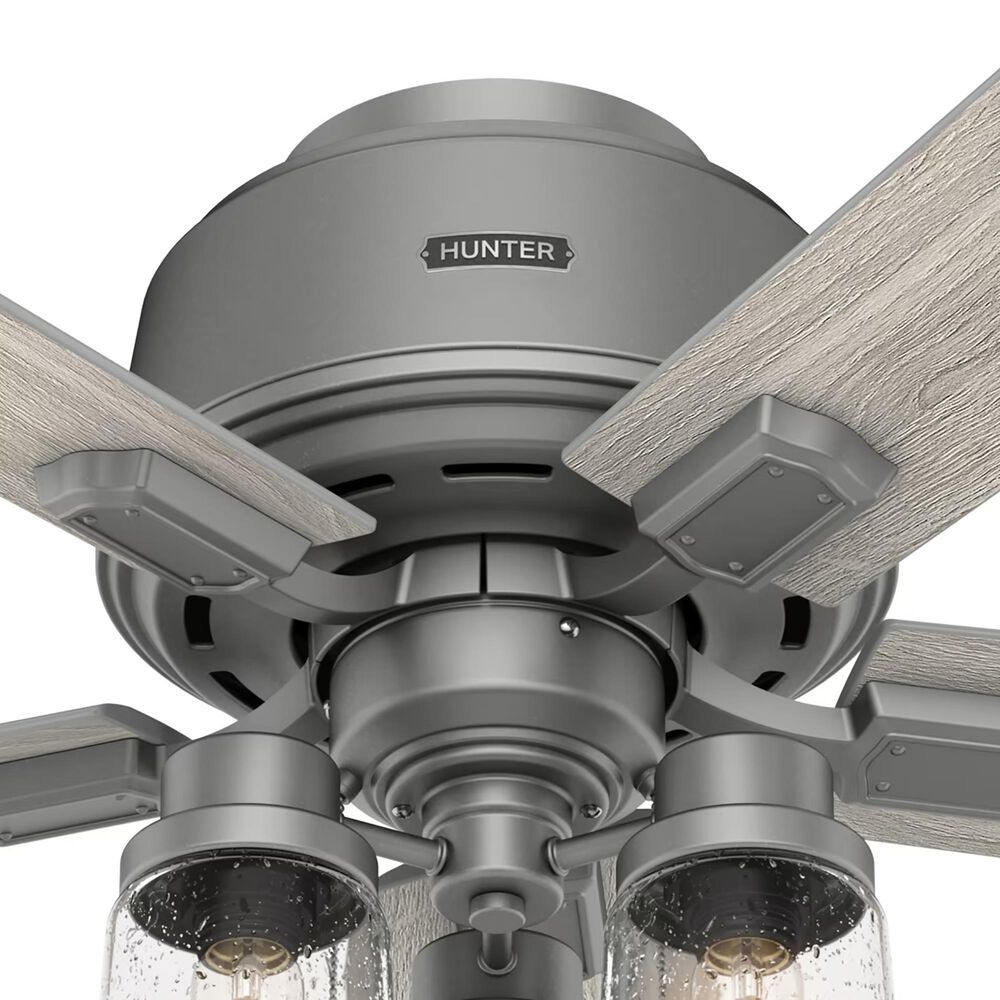 Hunter Hartland Low Profile 44&quot; Ceiling Fan with LED Lights in Matte Silver, , large