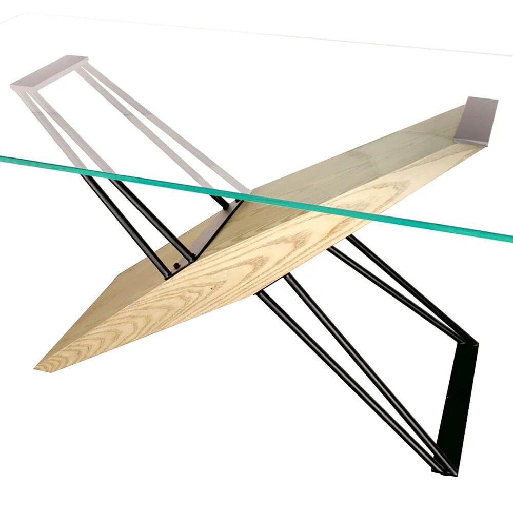 Urban Home Aere Rectangular Dining Table in Natural Ash and Black - Table Only, , large