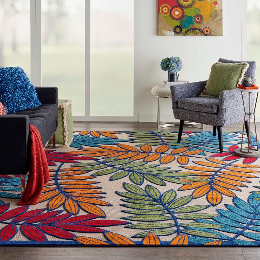 Nourison Aloha Floral 7&#39; x 10&#39; Multicolor Indoor/Outdoor Area Rug, , large