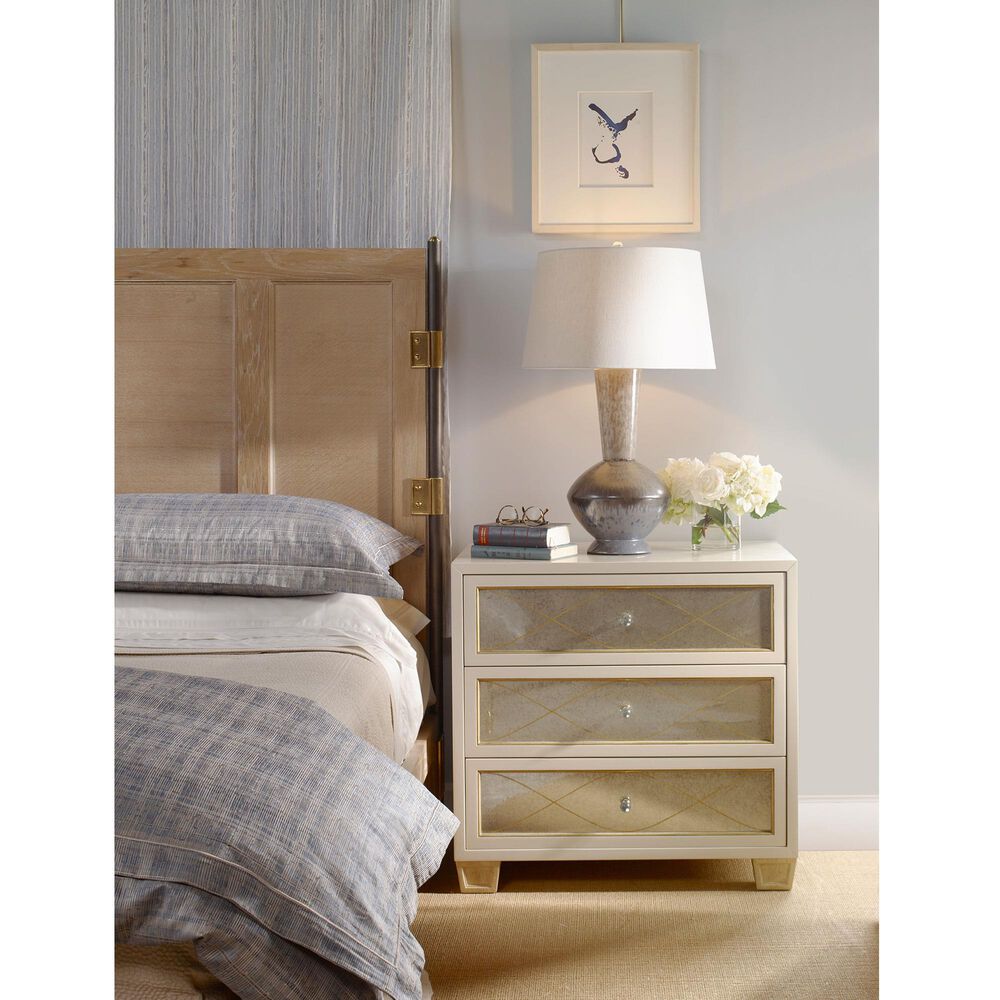 Century Avery 3-Drawer Nightstand in Pale, Neutral and Gold, , large