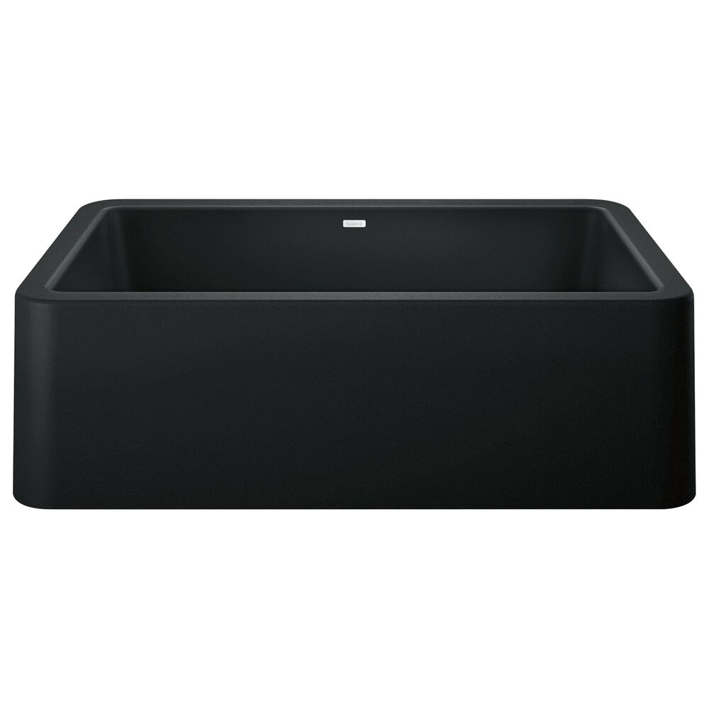 Blanco Ikon 33&quot; Apron Single Bowl Farmhouse Sink in Coal Black, , large