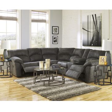 Signature Design by Ashley Manual Reclining Sectional with Occasional Tables in Tambo Pewter, , large