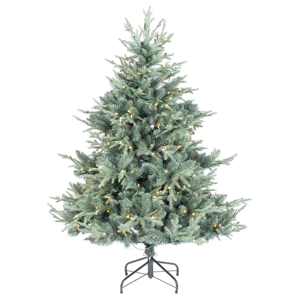 The Gerson Company 5&#39; Spruce Pre-Lit Artificial Christmas Tree in Green and Natural Blue, , large