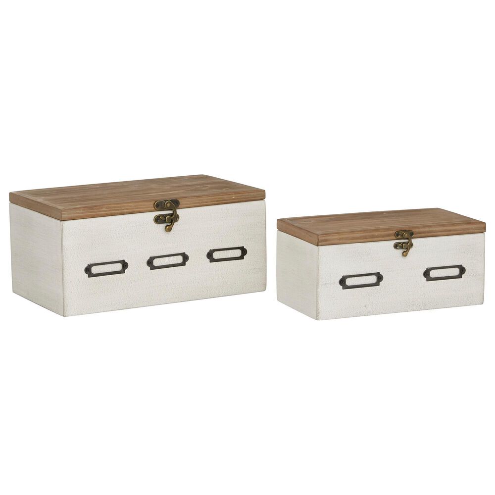 Maple and Jade Box in Natural Brown and White (Set of 2), , large