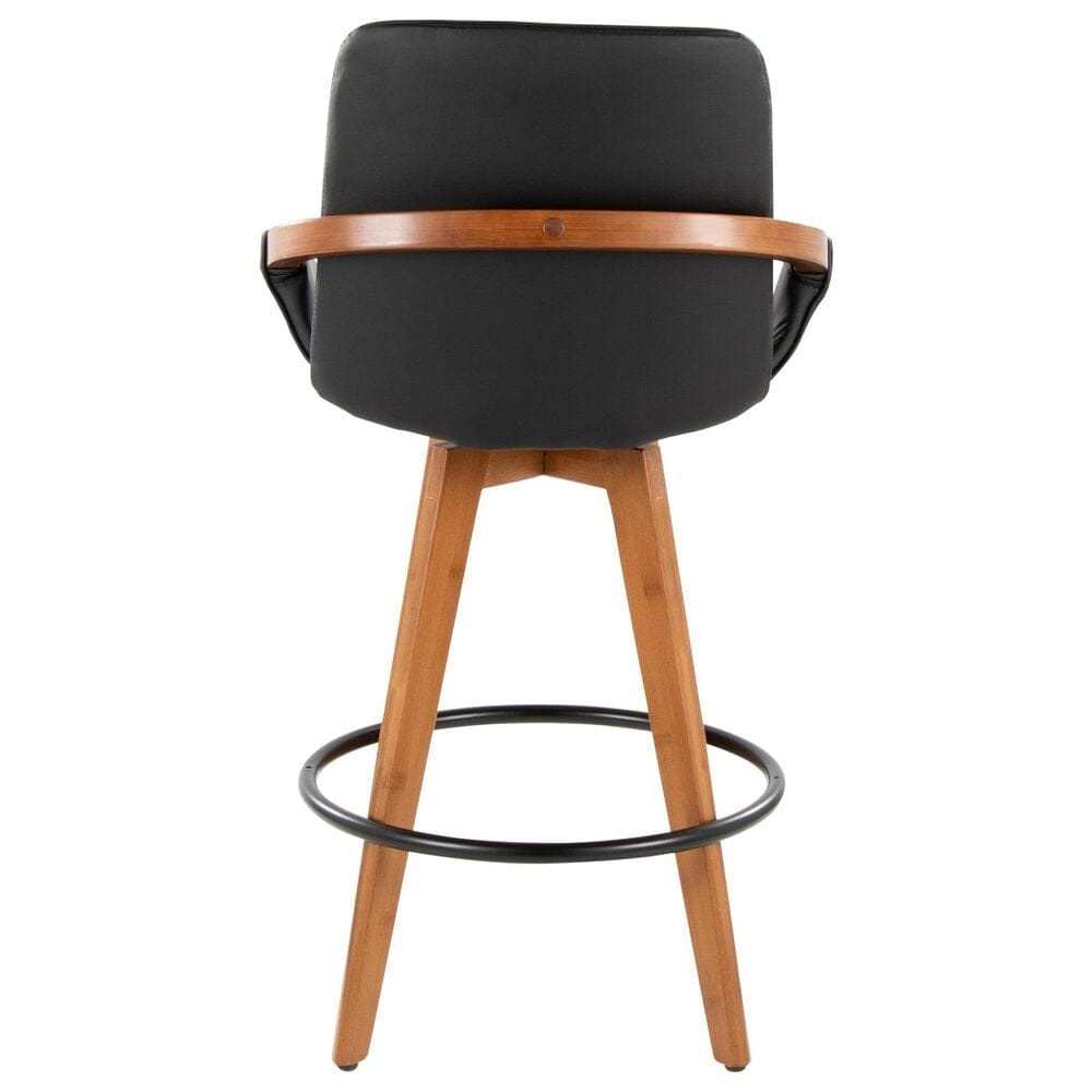 Lumisource Cosmo Swivel Counter Stool in Walnut and Black, , large