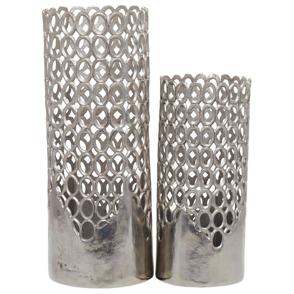 Maple and Jade 32" x 13" Aluminum Vase in Silver (Set of 2), , large