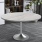 Leisuremod LeisureMod Verve Collection 48 Round Dining Table, Brushed Chrome Base with Laminated White Marbleized Top, , large