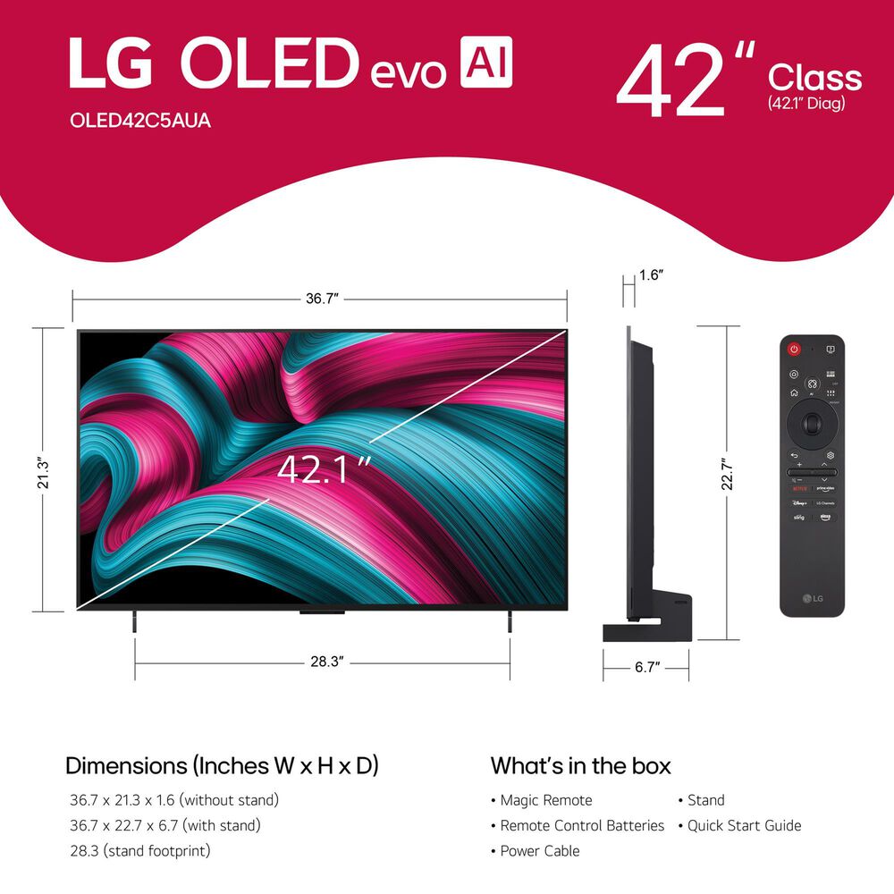 LG 42&quot; Class C5 Series OLED evo AI 4K in Black - Smart TV, , large