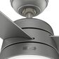 Hunter Aker 52" Outdoor Ceiling Fan with LED Lights in Matte Silver, , large