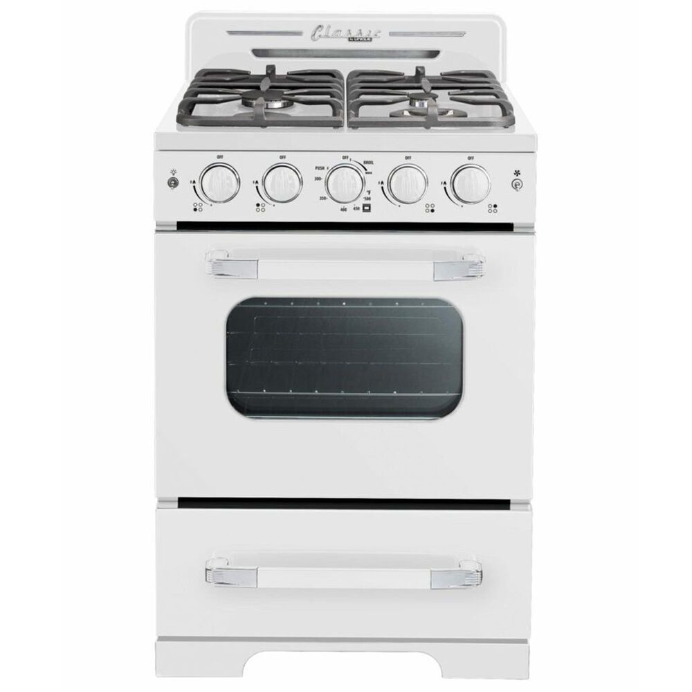 Unique Appliances Classic Retro 24" Compact Convection Gas Range in Marshmallow White, , large