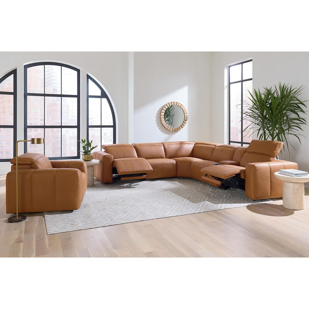Bassett Airy 6-Piece Leather Power Reclining Sectional in Antelope, , large