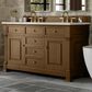 James Martin Vanities Brookfield 60" Double Bathroom Vanity in Honey Oak with 3 cm Eternal Jasmine Pearl Silestone Top, Rectangular Sinks and FreePower Wireless Charger, , large