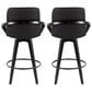 LumiSource Cosmo 26" Swivel Counter Stool with Black Upholstery in Black (Set of 2), , large