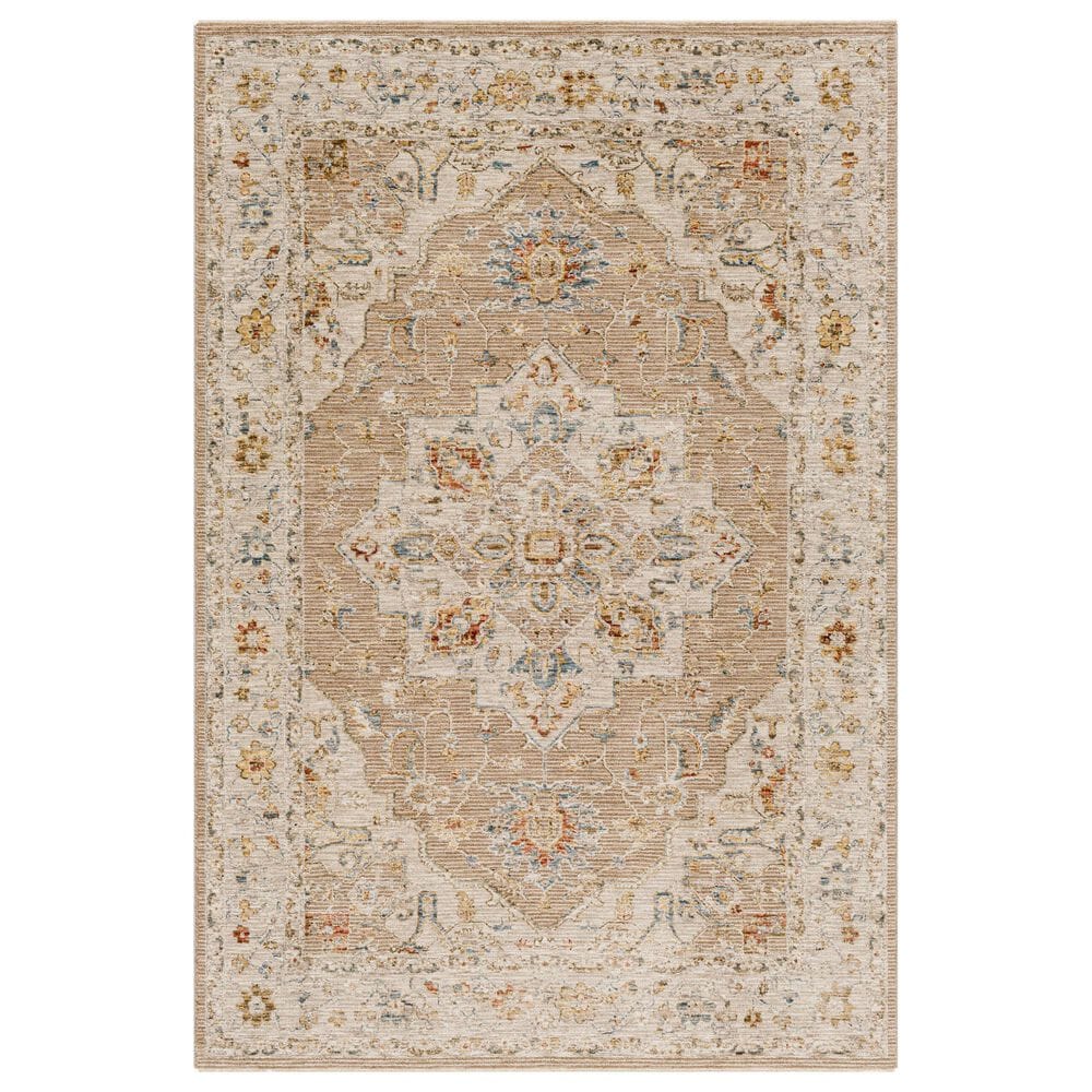 Surya Reina Tan, Light Gray, Medium Gray, Cream, Light Brown, Denim, Rust and Mustard 6"7" x 9"6" Area Rug, , large