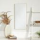 Maple and Jade 30" x 14" Rectangular Wood Wall Mirror with Thin Frame in Matte Gold, , large