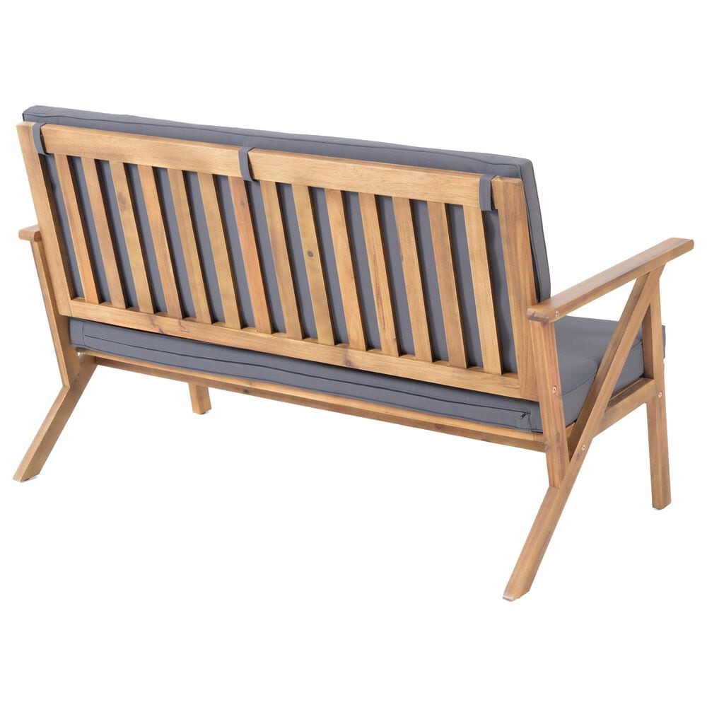 Hearth and Haven Panama 4-Piece Patio Conversation Set with Gray Cushion in Teak, , large