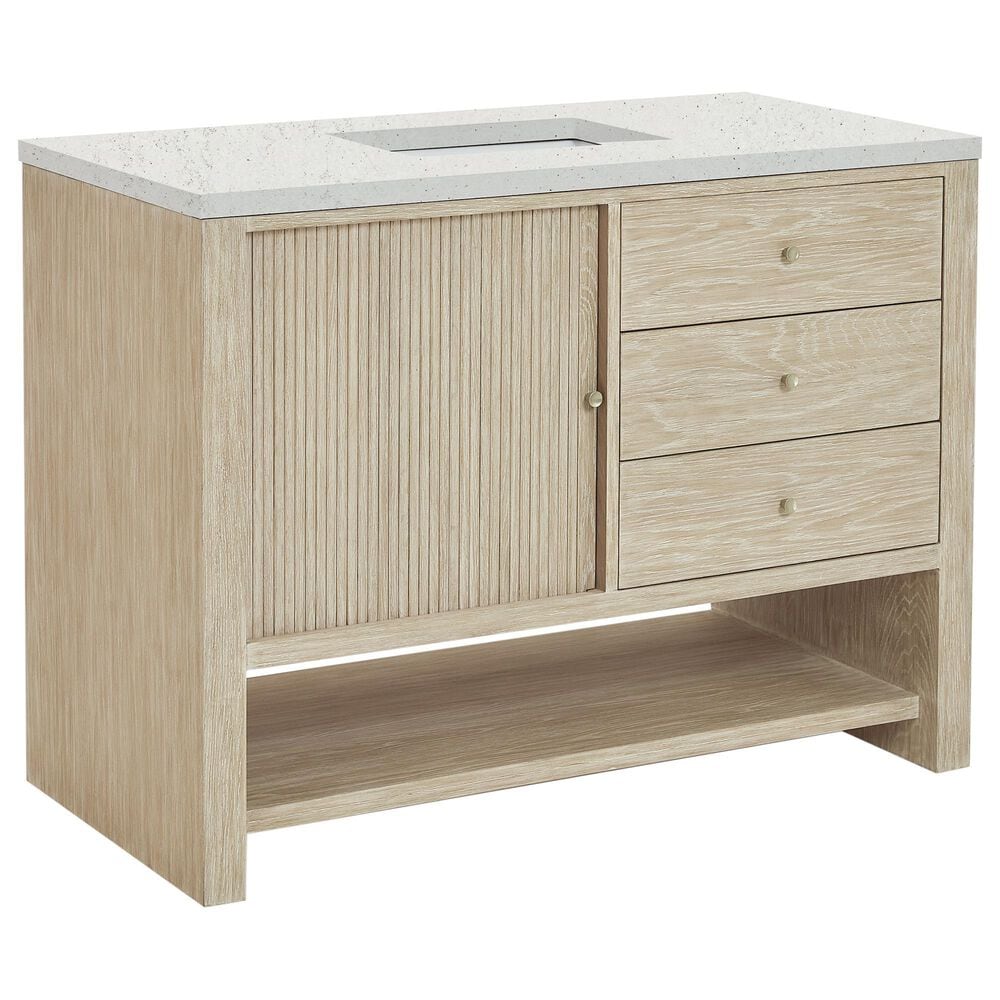 James Martin Vanities Marigot Single 48" Single Vanity in Sun-washed Oak with 3 cm Lime Delight Quartz Top, , large