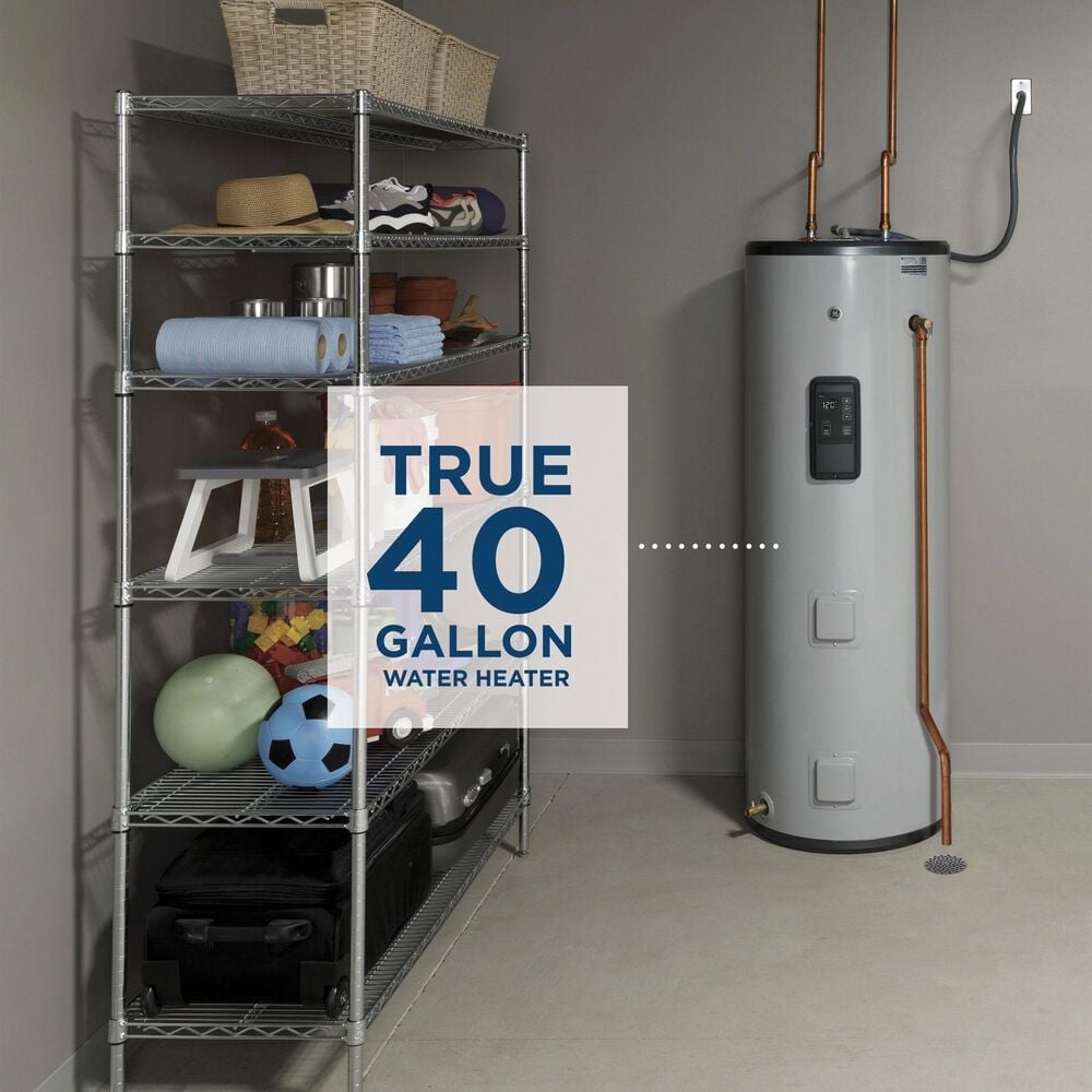 GE Appliances 40-Gallon Smart Tall Electric Water Heater with Anode Sensing in Gray, , large