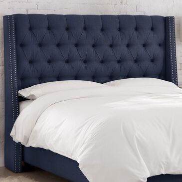 Skyline Furniture Cal King Wingback Headboard in Linen Navy, , large