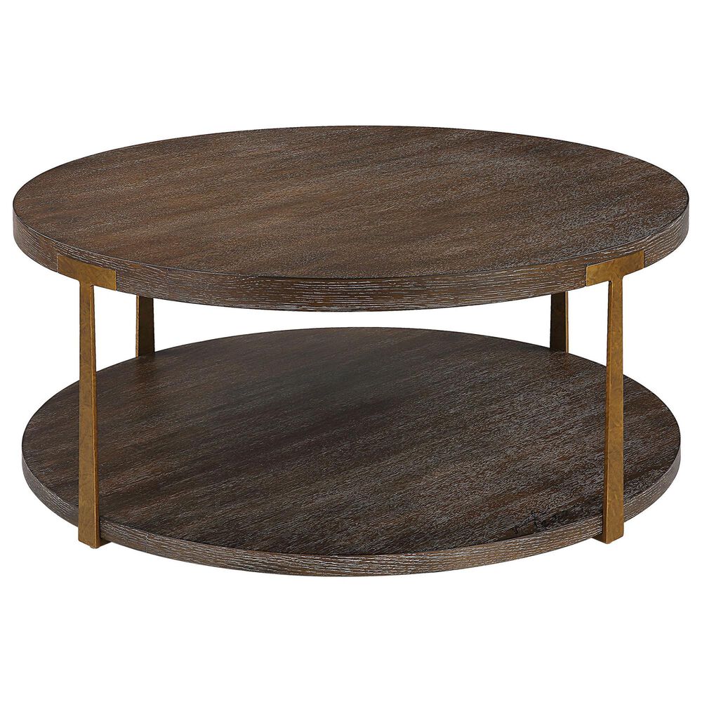 Uttermost Palisade Coffee Table in Coffee Oak and Antique Gold, , large