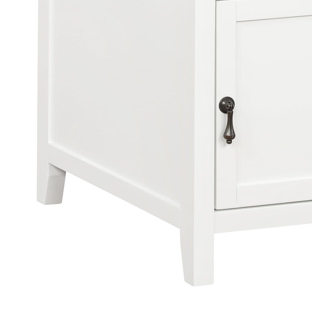 Linon Home Decor Birkdale Accent Table with USB Port in White, , large