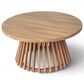Hearth and Haven Outdoor Round Coffee Table with Slatted Base in Light Teak, , large