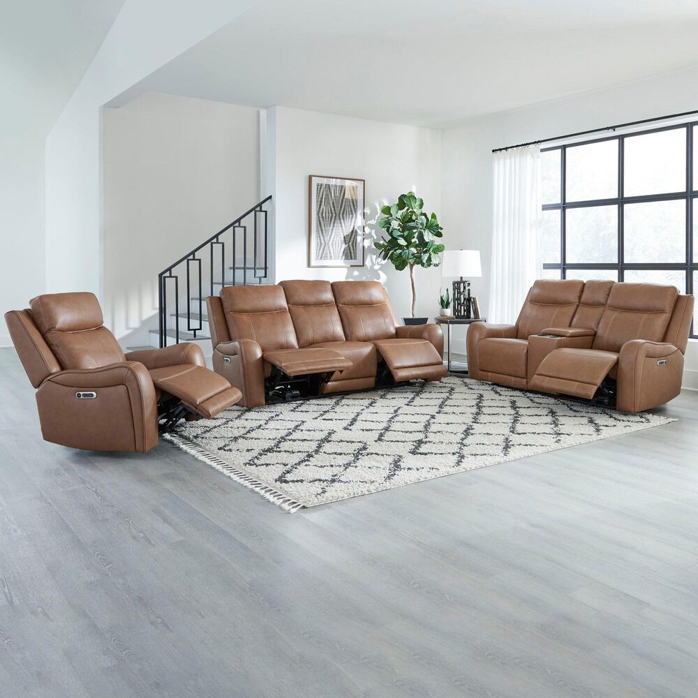 Simeon Collection Haywood Power Sofa with Power Headrests in Butternut, , large