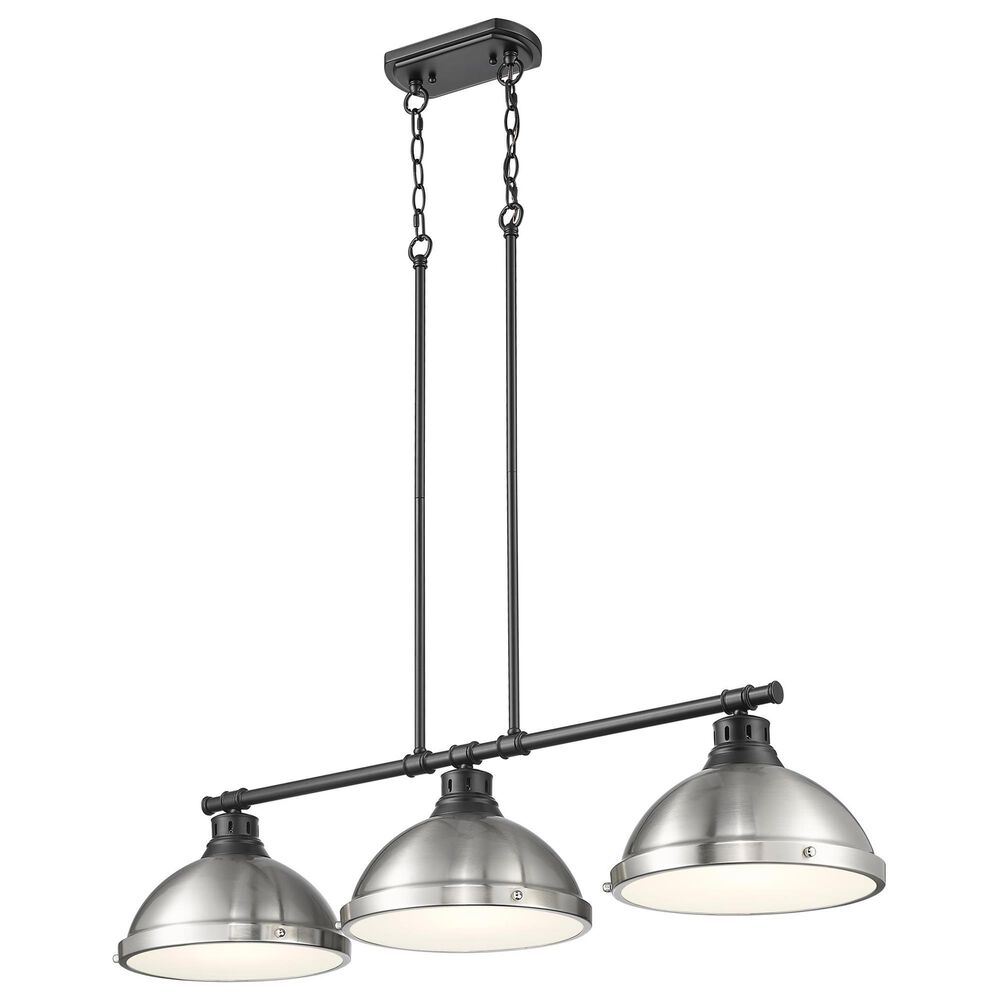 Golden Lighting Duncan 3-Light Pendant with Pewter Shade in Matte Black, , large