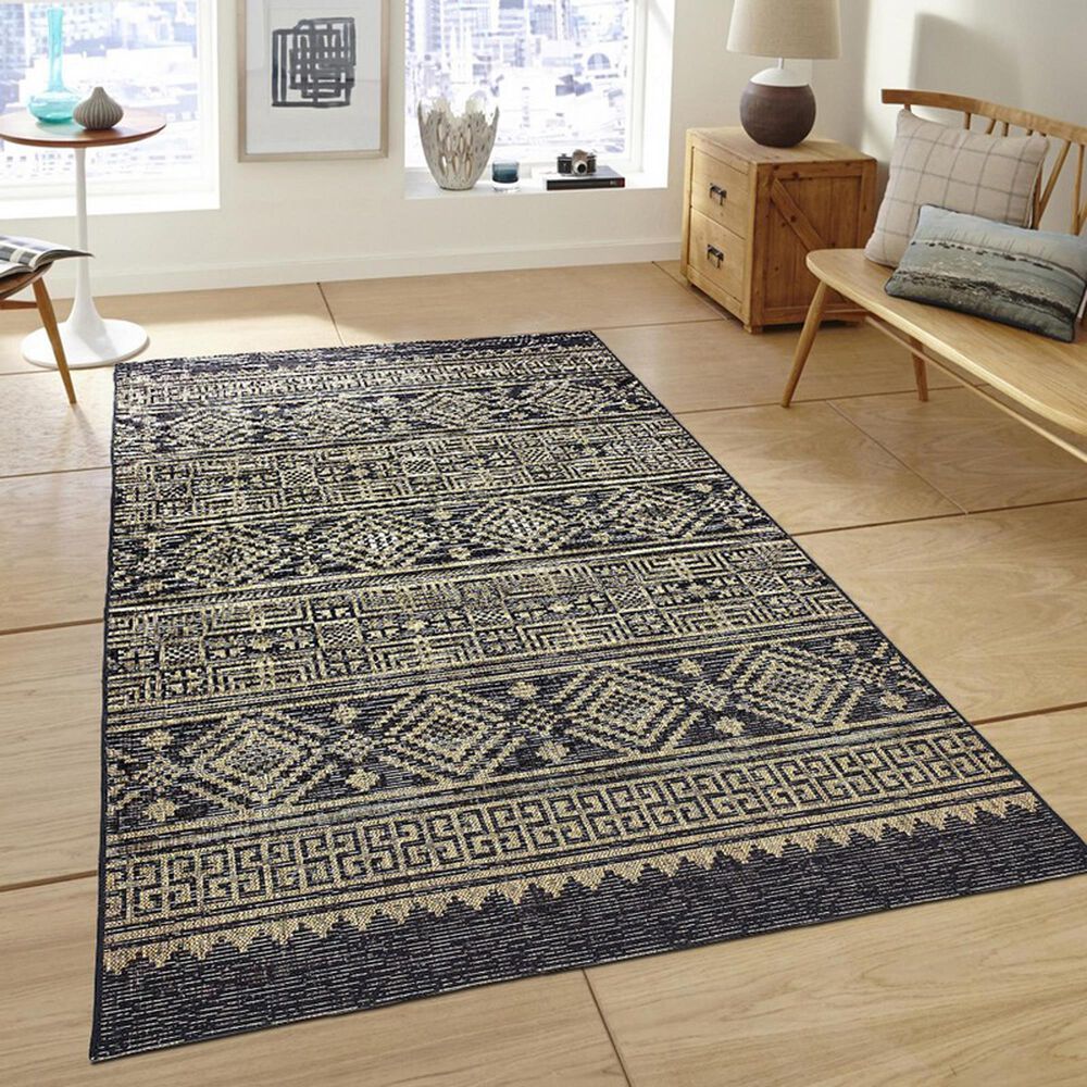 L&amp;R Resources Sun Shower 8&#39; x 10&#39; Black and Brown Indoor/Outdoor Area Rug, , large