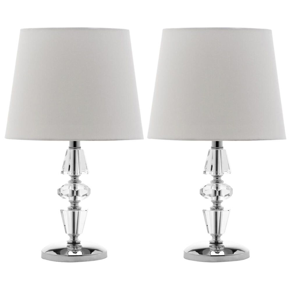 Safavieh Crescendo 16" Tiered Crystal Lamp in Clear with White Shade (Set of 2), , large