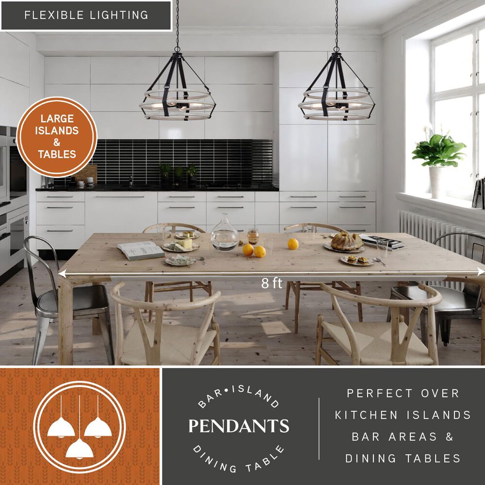 Vaxcel Taylor 4-Light Pendant in Textured Black and Ash Gray, , large