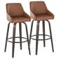 LumiSource Hannah Swivel Bar Stool with Camel Faux Leather Upholstery in Walnut and Black (Set of 2), , large