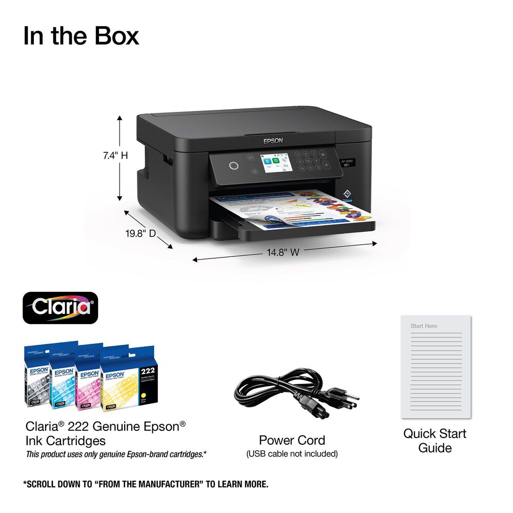 Epson Expression Home XP-5200 Wireless Color Inkjet All-in-One Printer with Scan and Copy in Black, , large