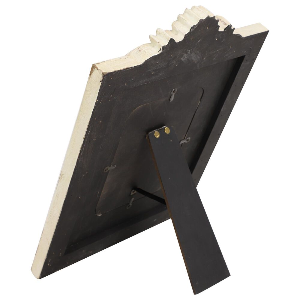 Maple and Jade Vintage Hand-Carved Flower Photo Frame in Whitewashed and Natural Brown, , large