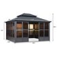 HOMLUX 12" x 14" Outdoor Sunroom Gazebo with Aluminum Frame in Gray, , large