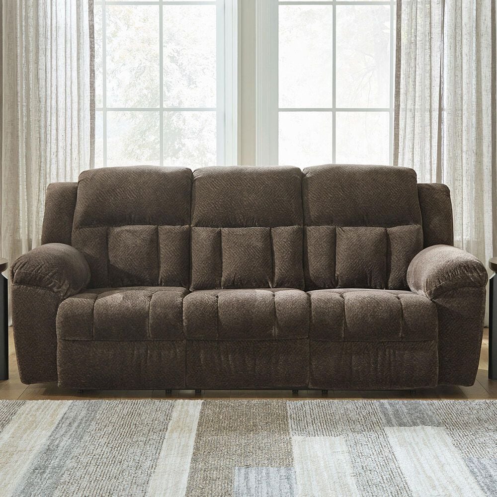 Ashley Frohn Manual Reclining Sofa in Chocolate, , large