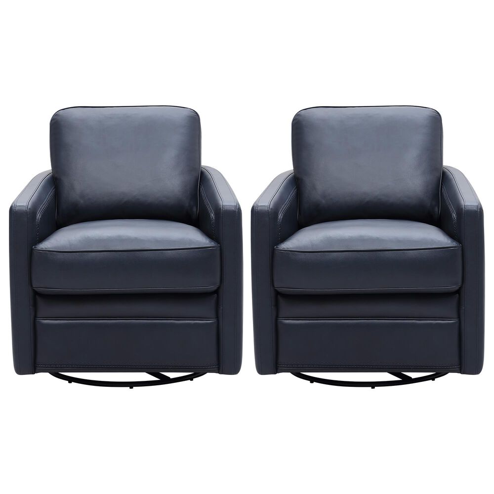 Italiano Furniture Turner Leather Swivel Glider in Blue (Set of 2), , large