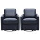 Italiano Furniture Turner Leather Swivel Glider in Blue (Set of 2), , large