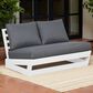 Linon Home Decor Silbury Outdoor Bench with Grey Cushion in White, , large