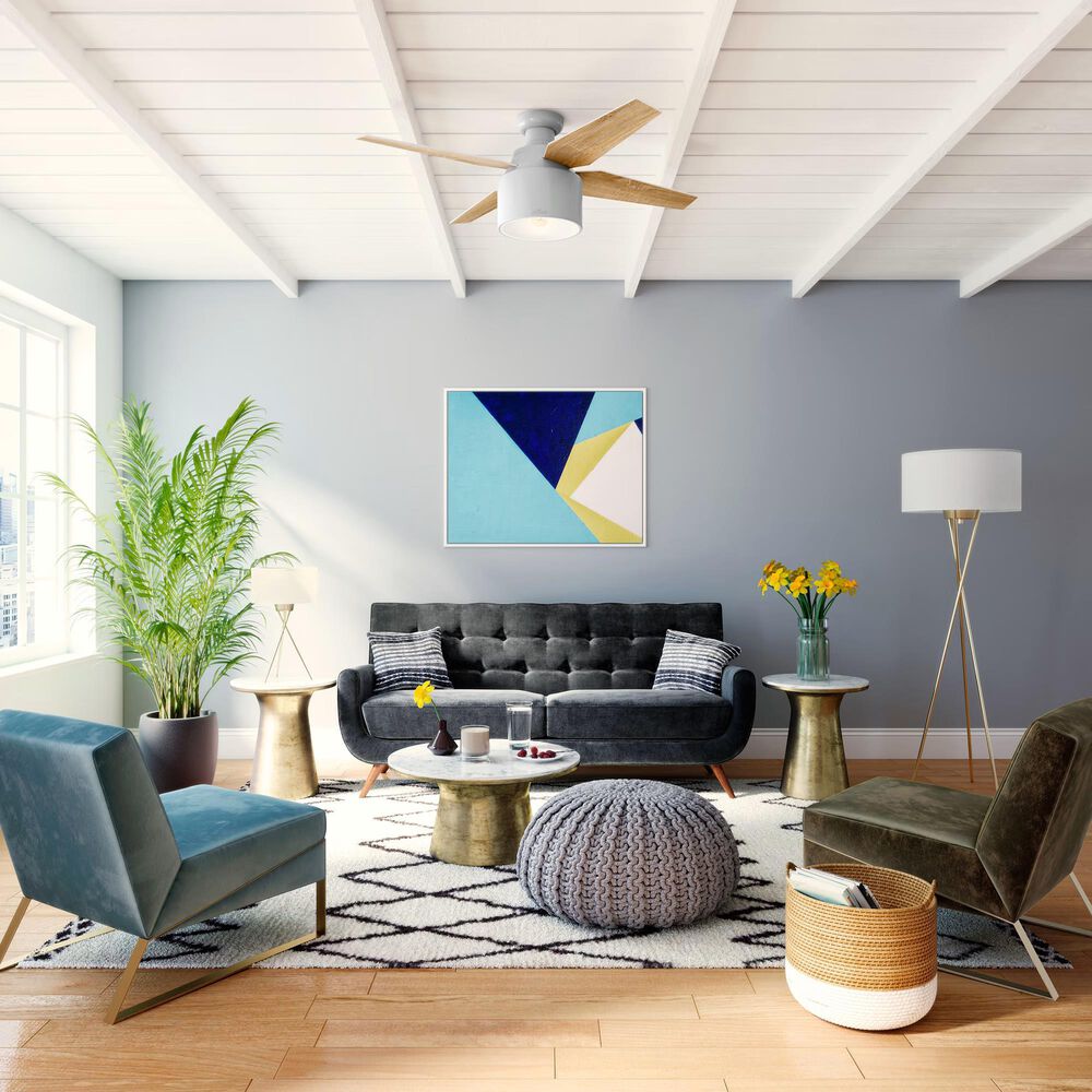 Hunter Cranbrook Low Profile 52&quot; Ceiling Fan with Light in Dove Grey, , large