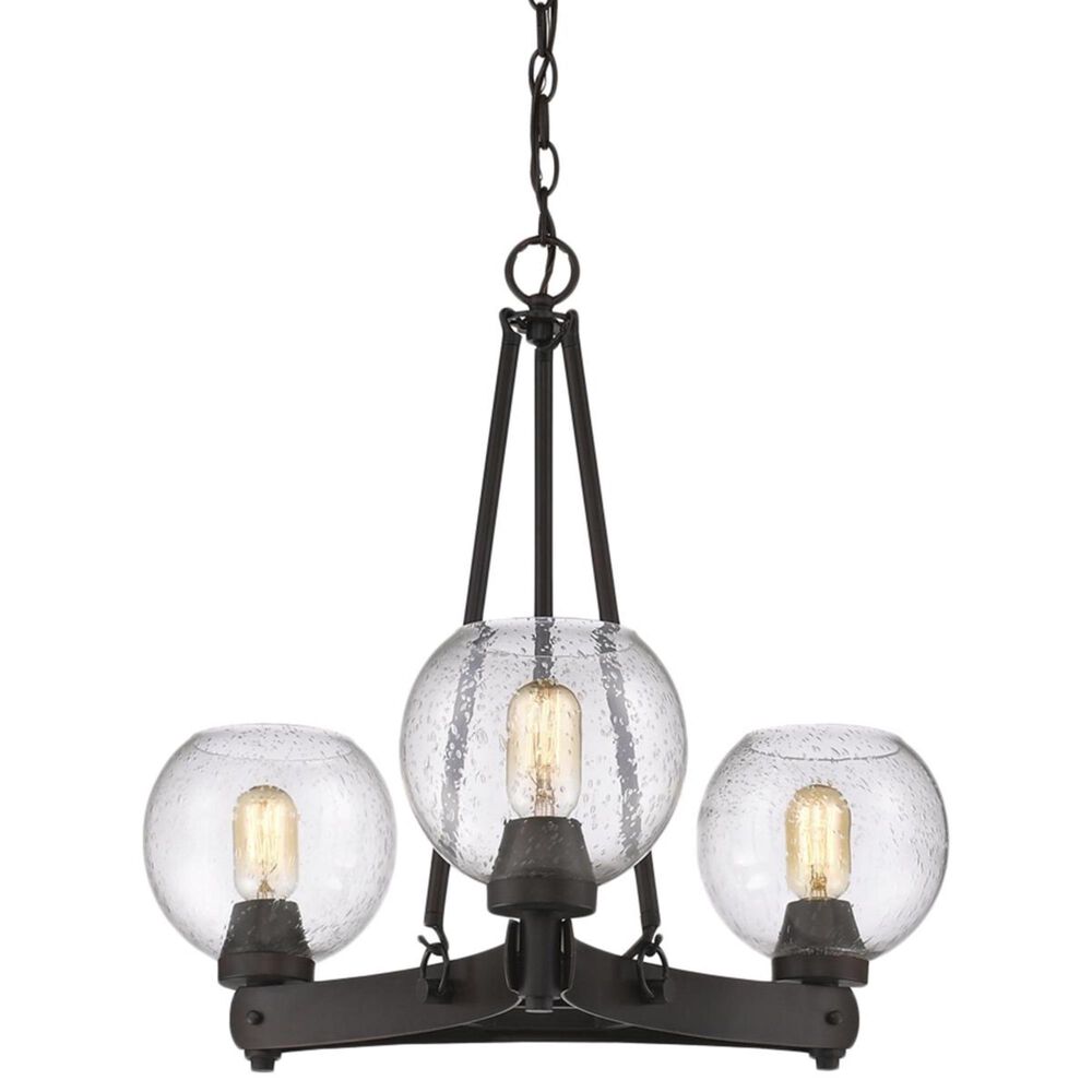 Golden Lighting Galveston 3-Light Chandelier in Rubbed Bronze with Seeded Glass, , large