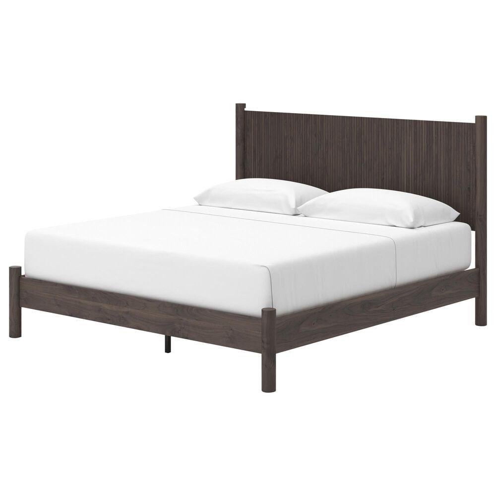 Ashley Pamytta 4-Piece King Panel Platform Bedroom Set in Rich Brown, , large