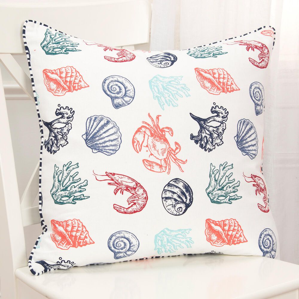 Rizzy Home Animal 20" Down Filled Pillow in Teal /Coral/ Navy, , large