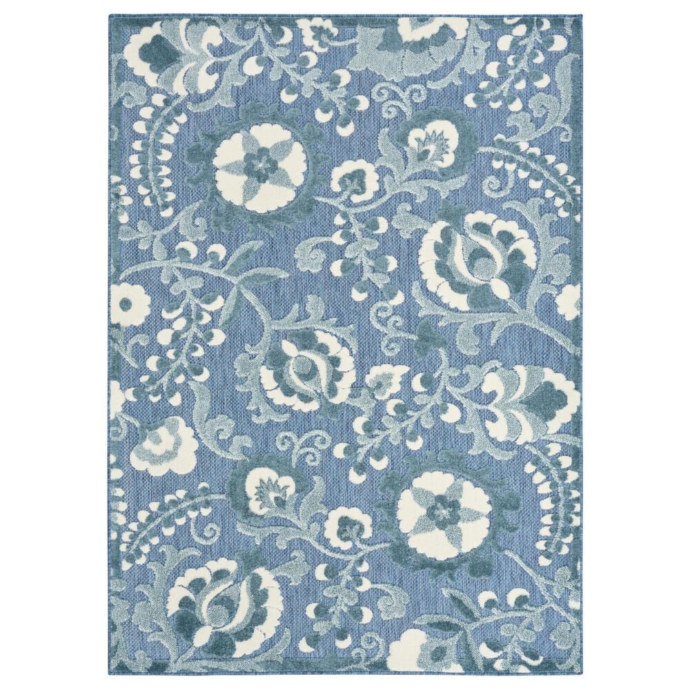 Nourison Aloha ALH17 Blue 7"10" x 10"6" Indoor/Outdoor Area Rug, , large