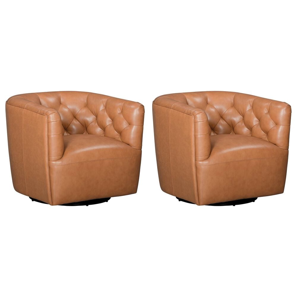 Italiano Furniture Cambria Mira Swivel Chair in Caramel Brown (Set of 2), , large