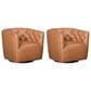 Italiano Furniture Cambria Mira Swivel Chair in Caramel Brown (Set of 2), , large